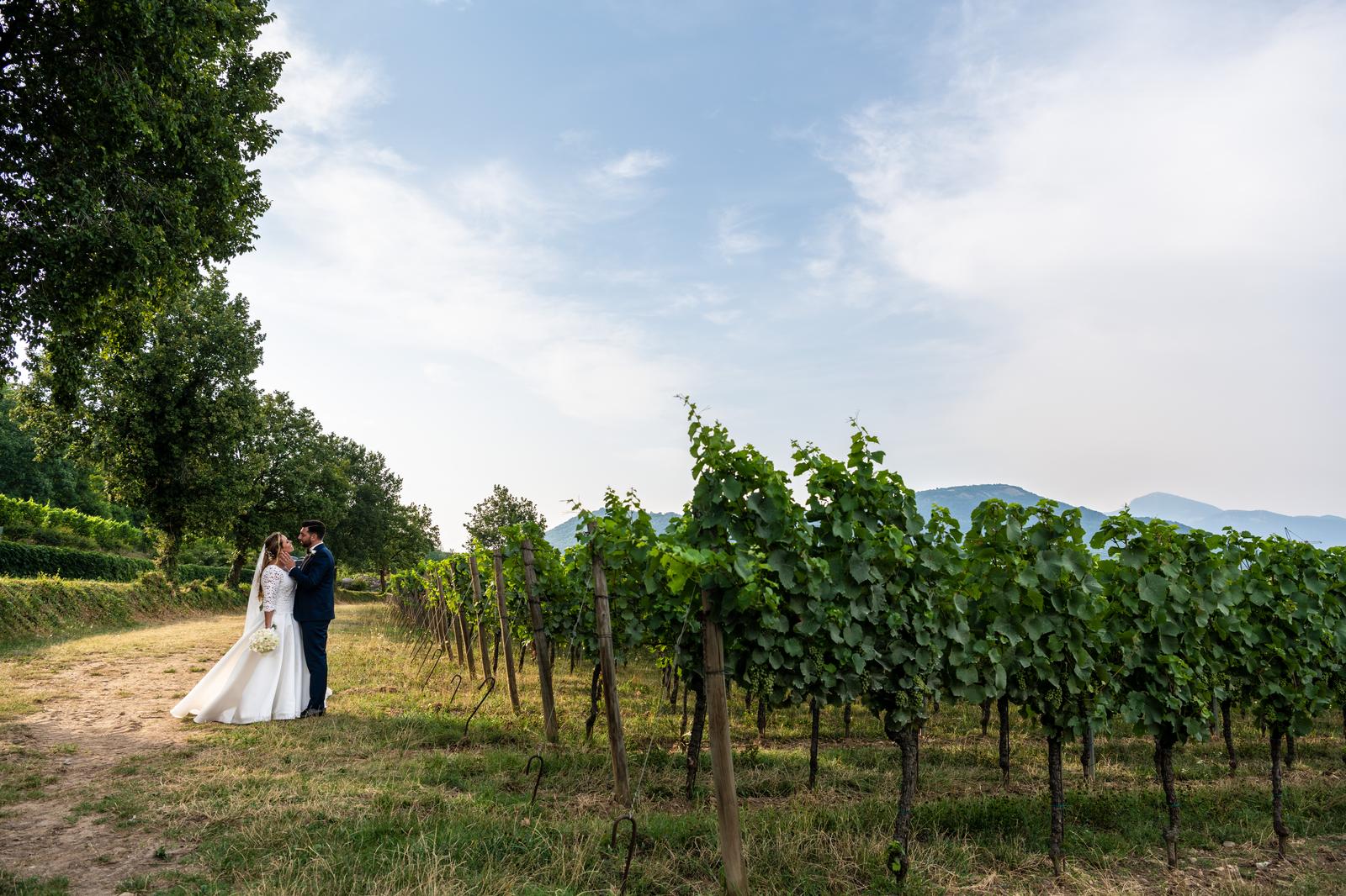 Sposi passeggiata vigne Cantine Bellavista Erbusco